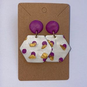Handmade clay earrings pink NEW